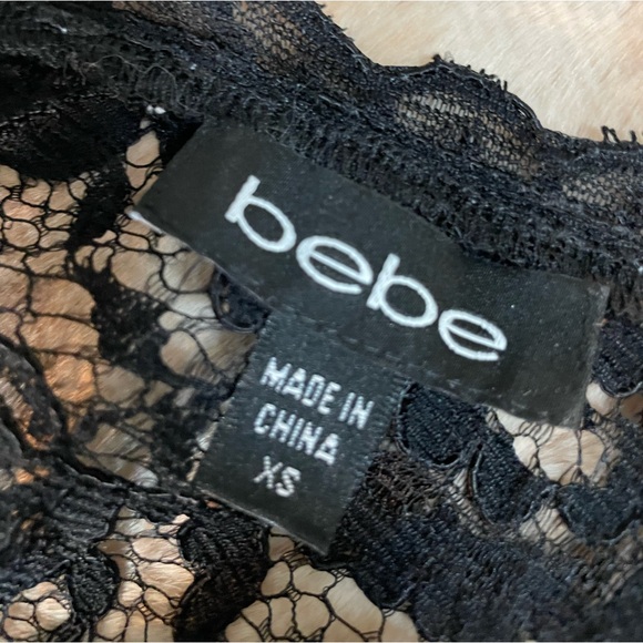 3/$15 🏷️ Black lace bebe boatneck crop top with 3/4 length sleeve - Picture 4 of 4